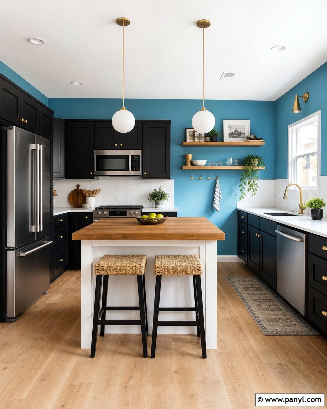 Turquoise Blue Kitchen Walls With Black Cabinets - 20 Blue Kitchen Walls With Dark Cabinets