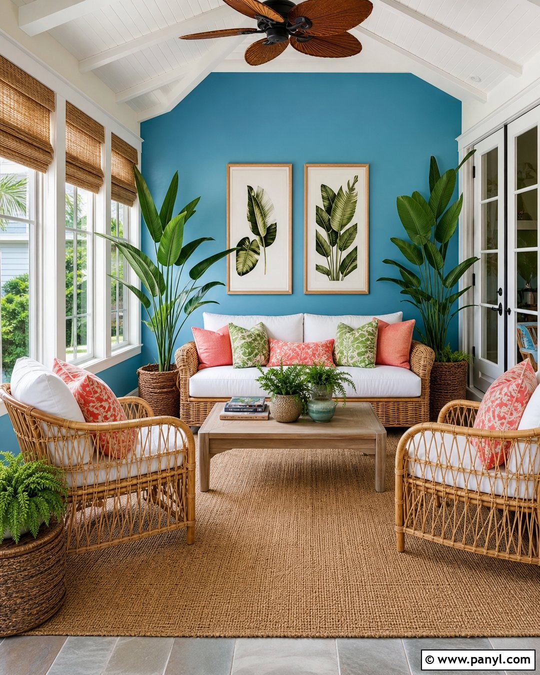Turquoise Blue Sunroom Accent Wall - 20 Accent Blue Wall Ideas