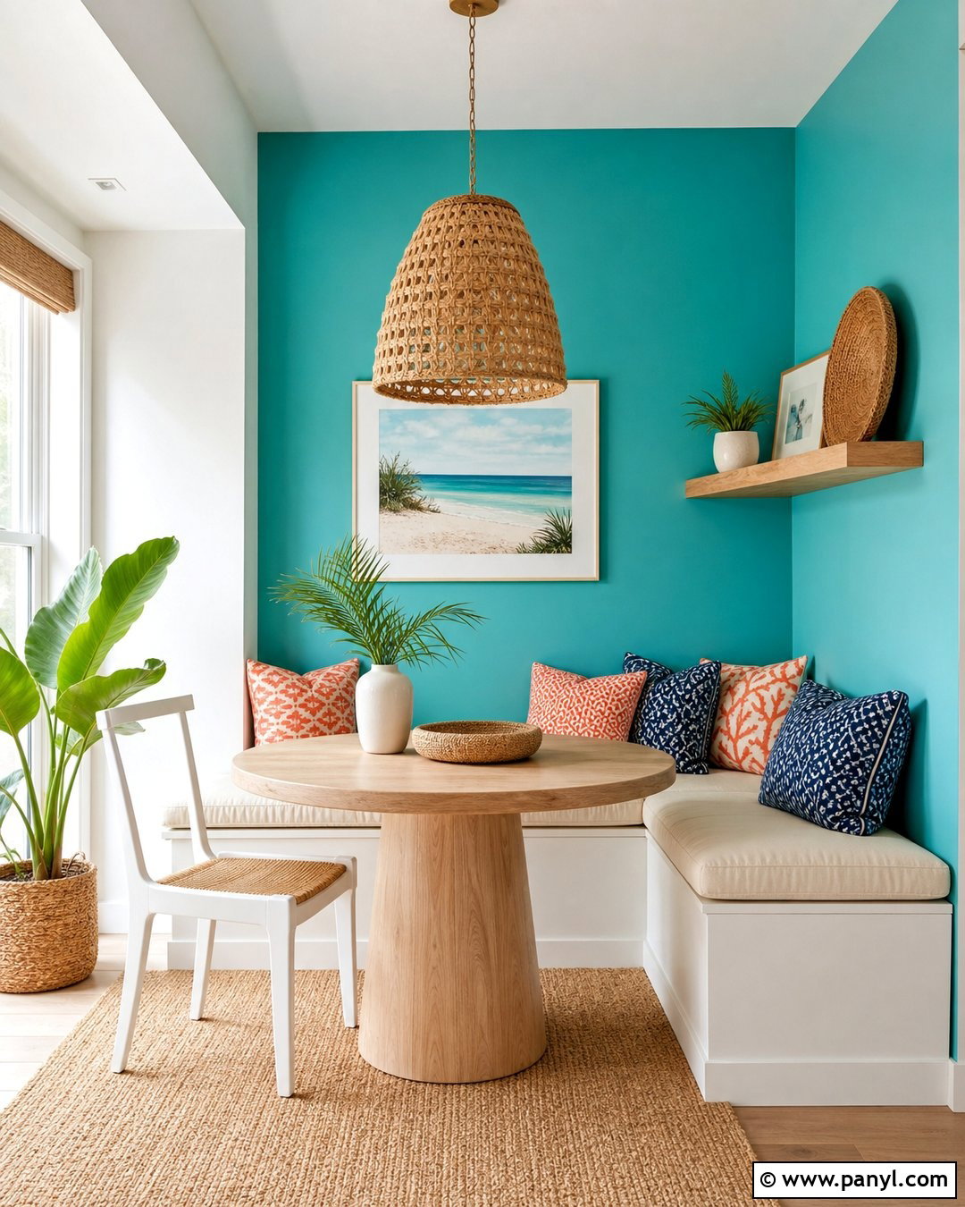 Turquoise Breakfast Nook Accent Wall - 30 turquoise accent wall ideas