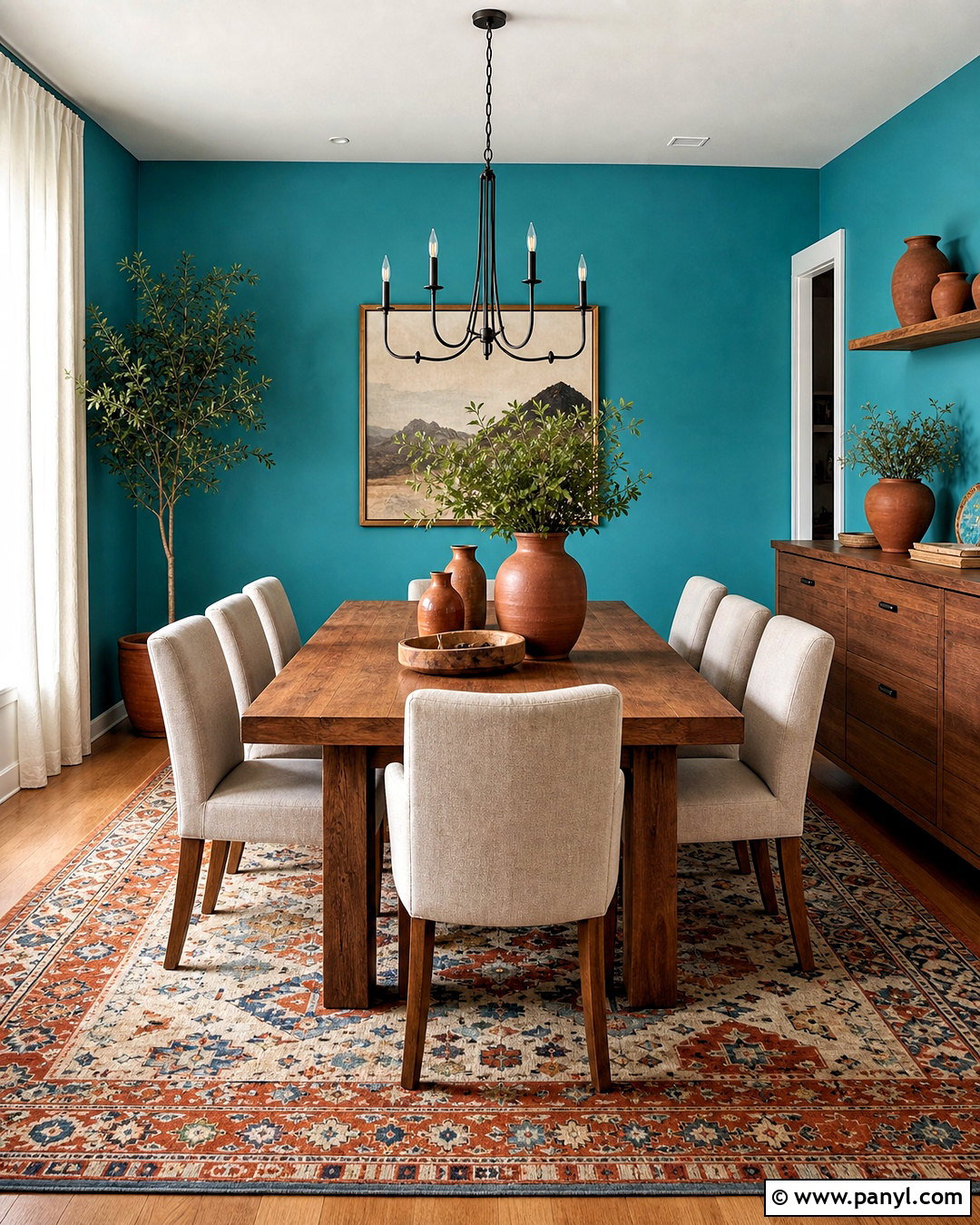 Turquoise Dining Room Walls With Terracotta Accents - 20 turquoise walls