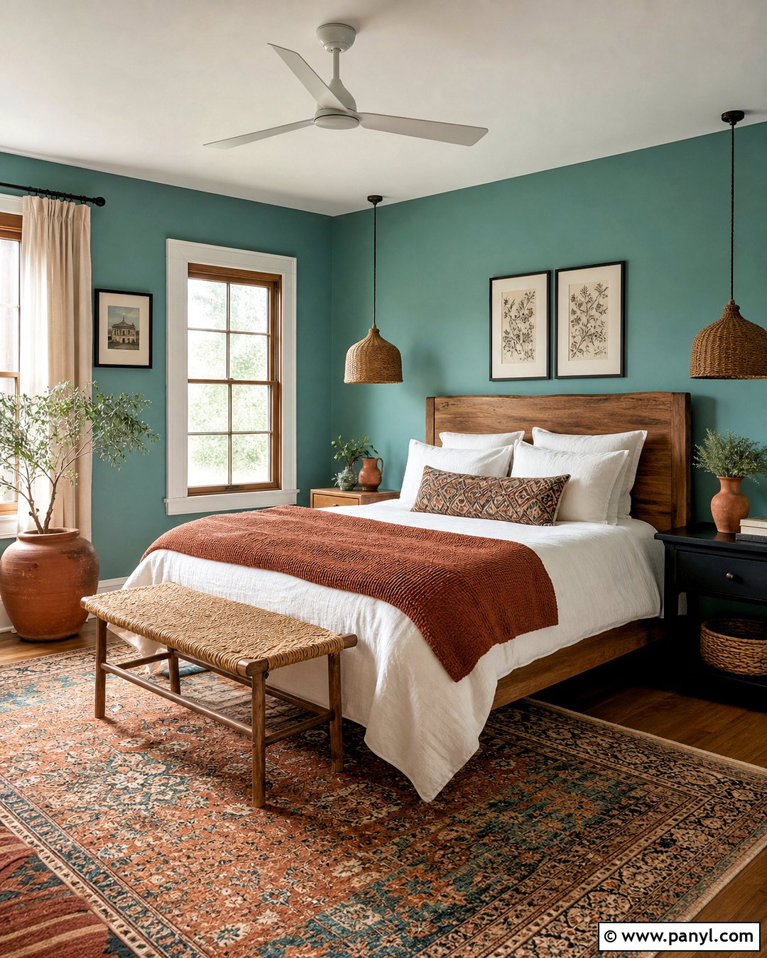 Turquoise Guest Room Walls With Boho Decor - 20 turquoise walls