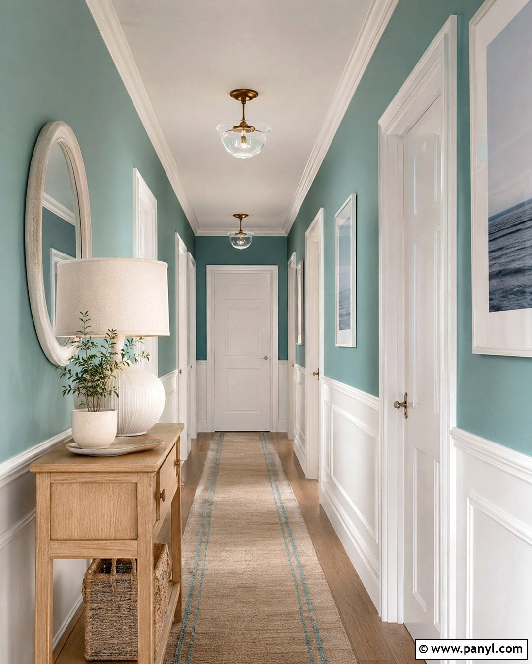 Turquoise Hallway With White Doors - 20 Turquoise And White Wall Paint Ideas