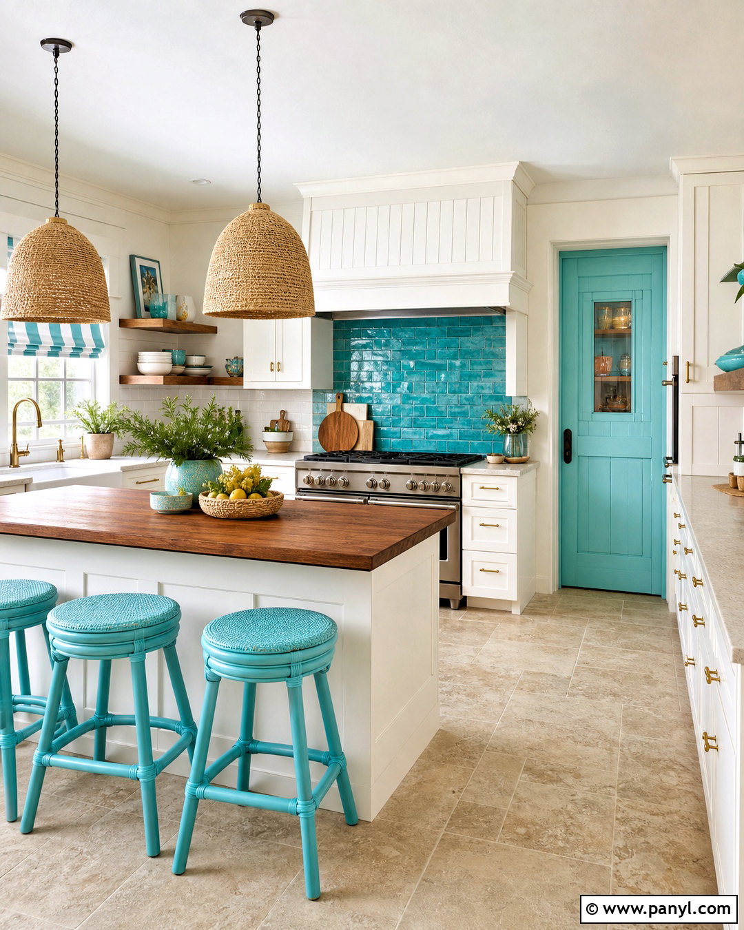 Turquoise Kitchen Accents - 20 pop of color kitchen ideas