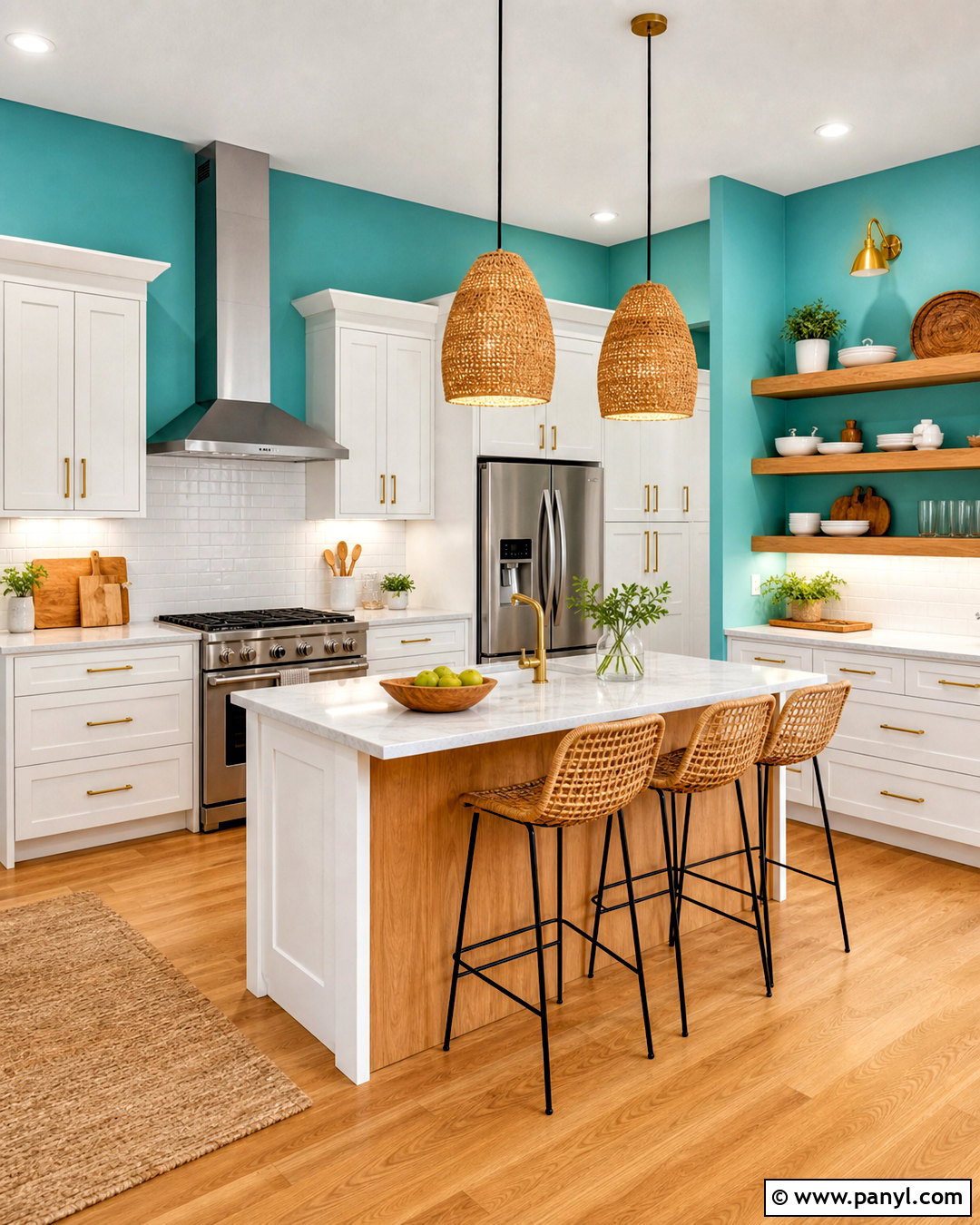 Turquoise Kitchen Walls With White Cabinets - 20 turquoise walls
