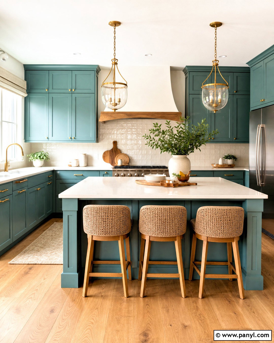 Turquoise Kitchen With Brass Hardware - 20 turquoise kitchen ideas