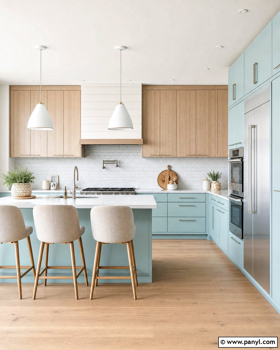 Turquoise Kitchen With Light Wood Accents - 20 turquoise kitchen ideas