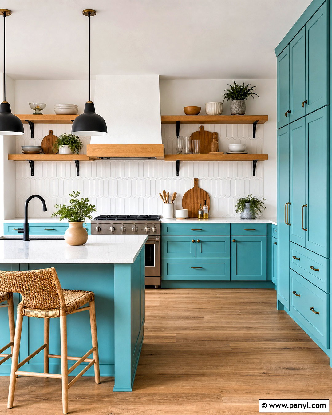 Turquoise Kitchen With Open Shelving - 20 turquoise kitchen ideas