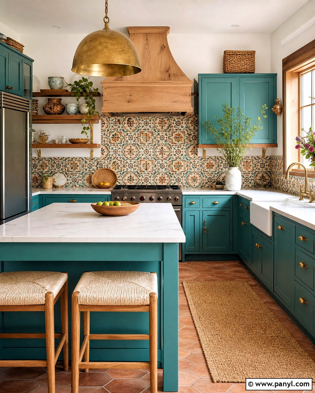 Turquoise Kitchen With Patterned Tile Backsplash - 20 turquoise kitchen ideas