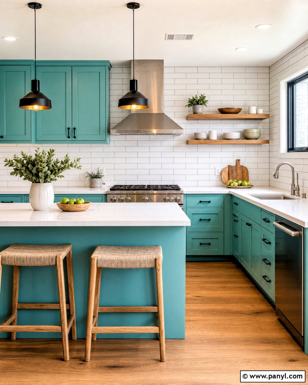 Turquoise Kitchen With White Subway Tile - 20 turquoise kitchen ideas