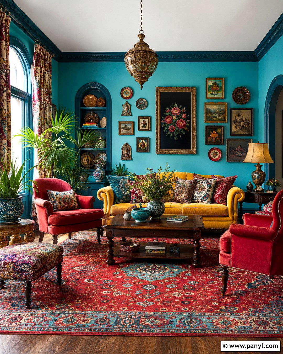 Turquoise Living Room Walls - 20 Maximalist Wall Color Ideas