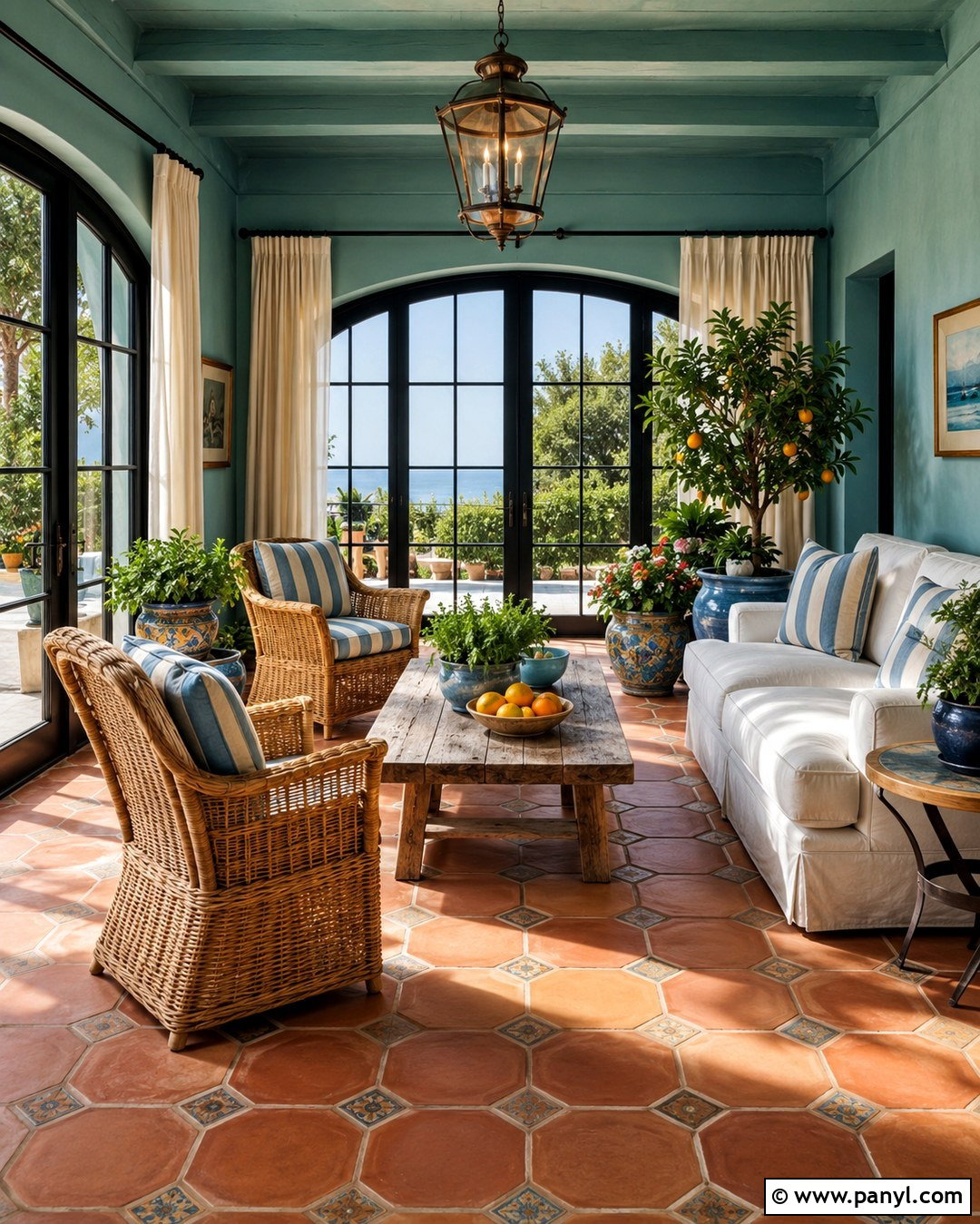Turquoise Mediterranean Sunroom Walls - 20 Mediterranean Wall Paint Ideas