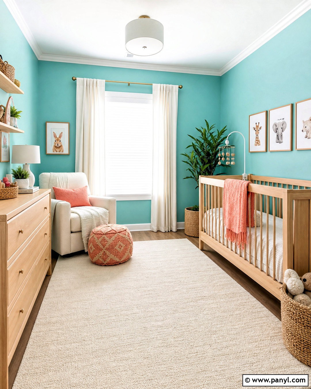 Turquoise Nursery Walls With Soft Coral Decor - 20 turquoise walls