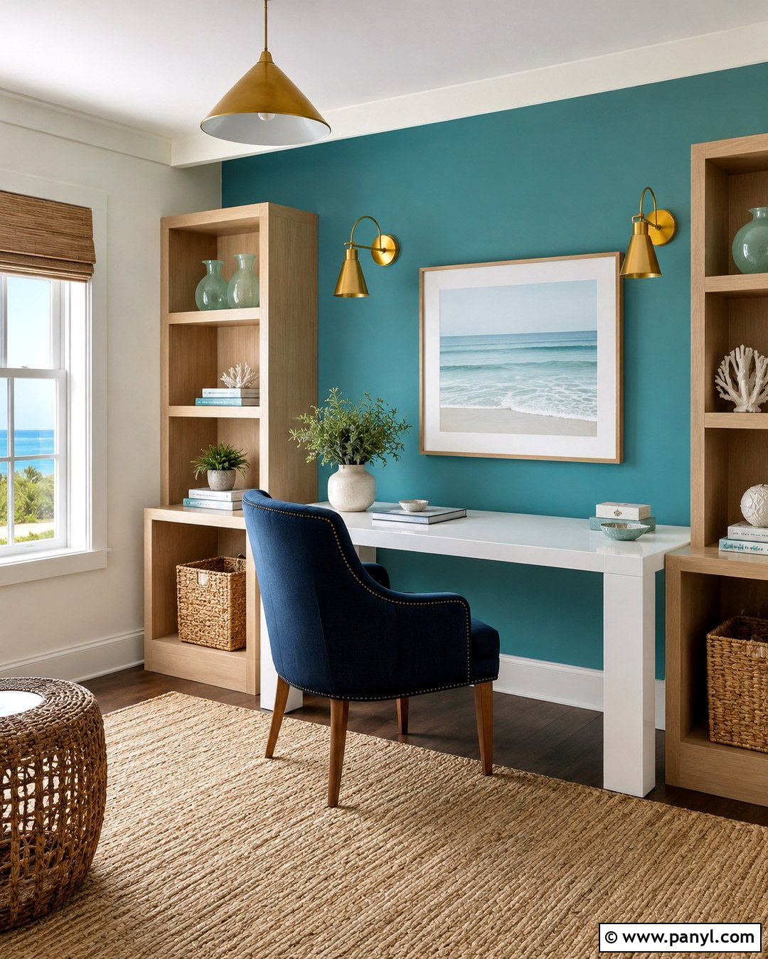 Turquoise Ocean Home Office Walls - 20 Ocean Theme Wall Paint Ideas