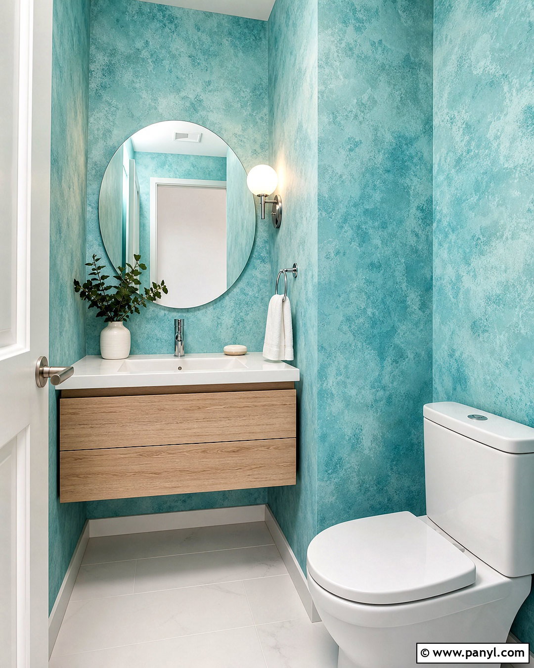 Turquoise Sponge Painted Walls - 20 sponge painting walls ideas