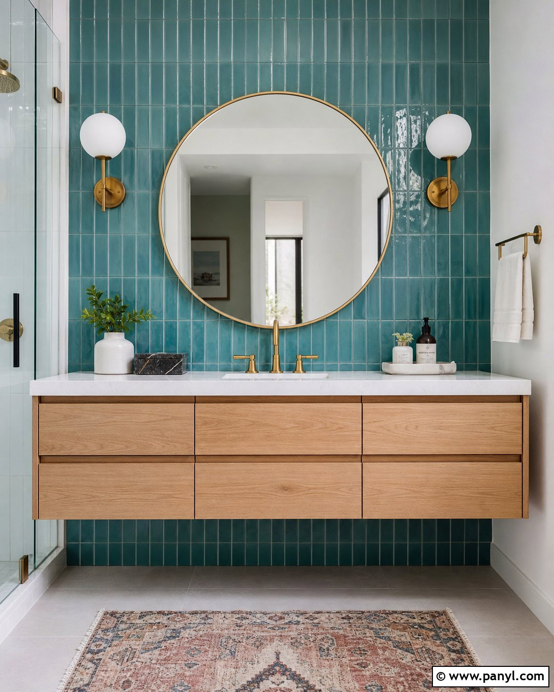Turquoise Tile Bathroom Accent Wall - 35 colorful accent wall ideas