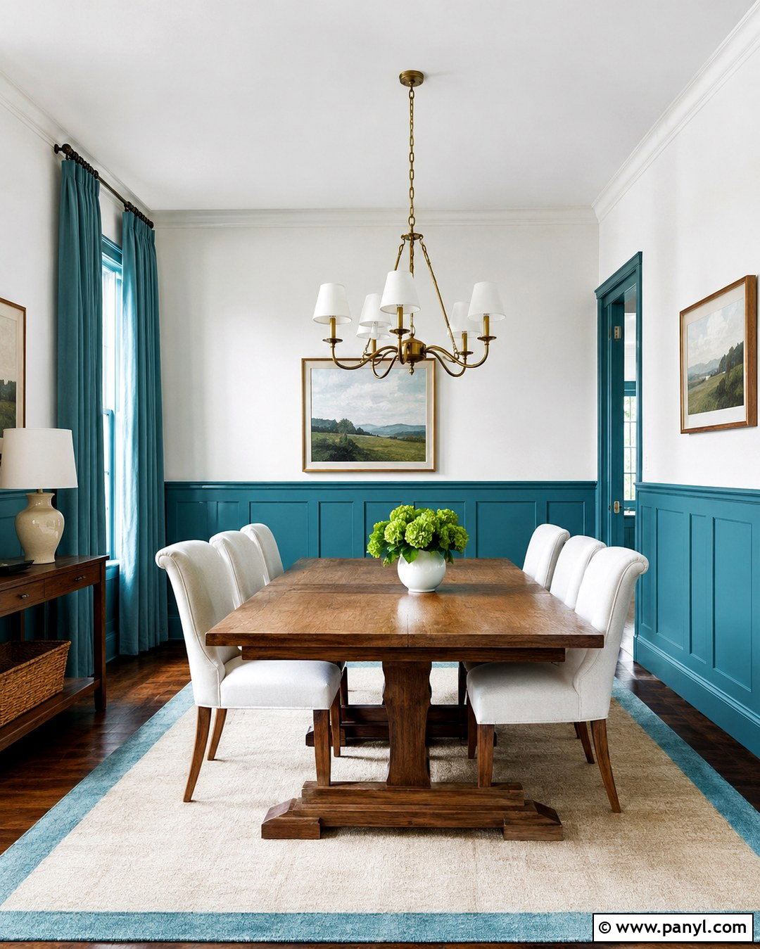 Turquoise Wainscoting With White Walls - 20 Turquoise And White Wall Paint Ideas