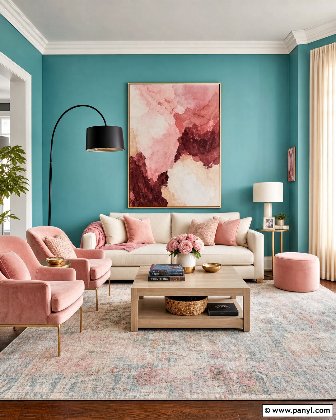 Turquoise Walls With Blush Pink Decor - 20 turquoise walls living room ideas