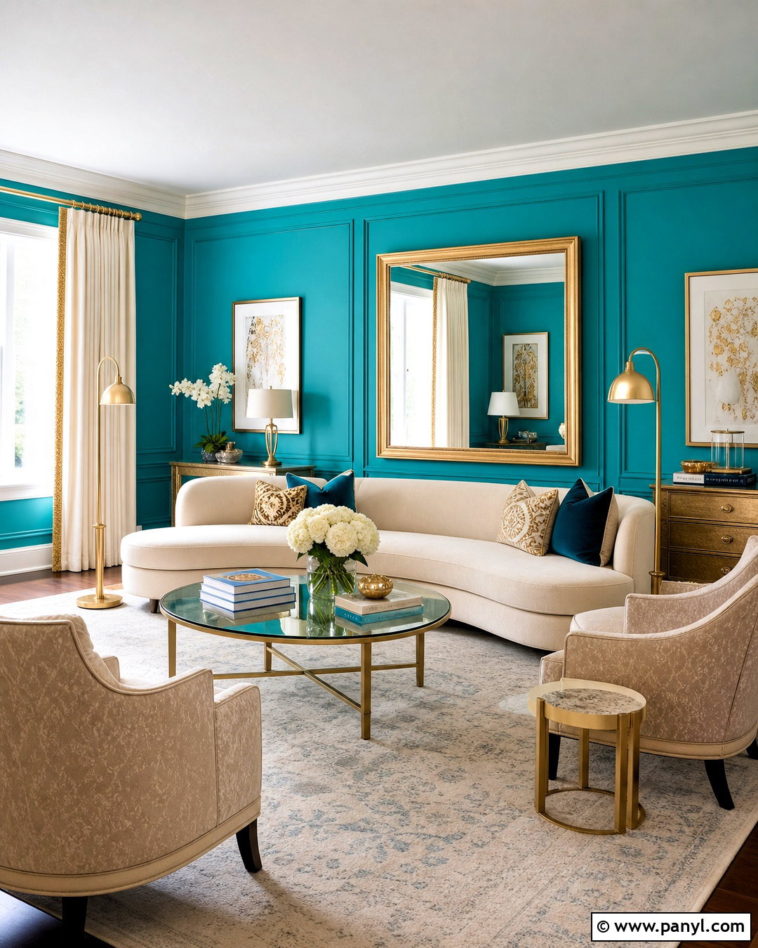 Turquoise Walls With Gold Accents - 20 turquoise walls living room ideas