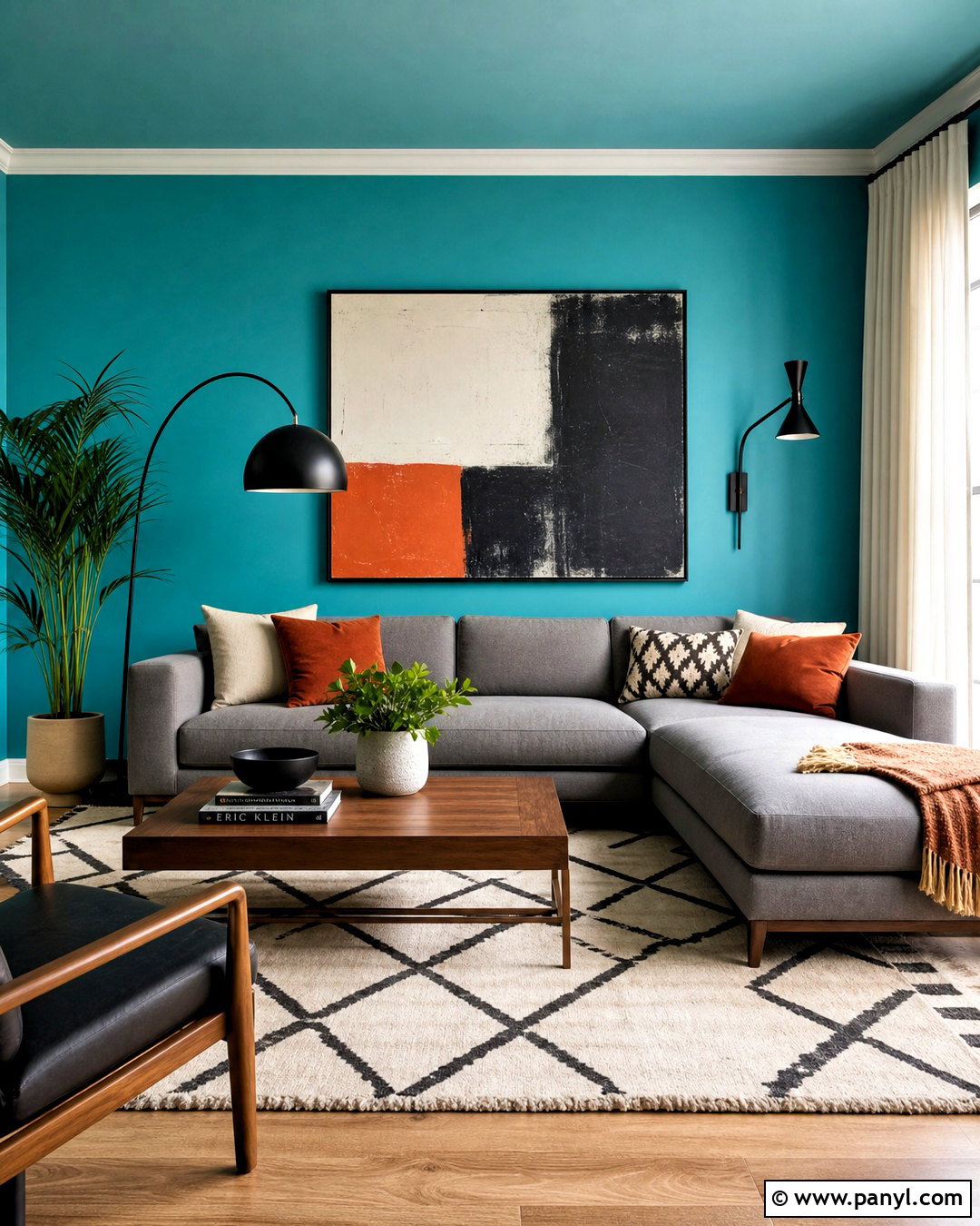 Turquoise Walls With Gray Sofa - 20 turquoise walls living room ideas