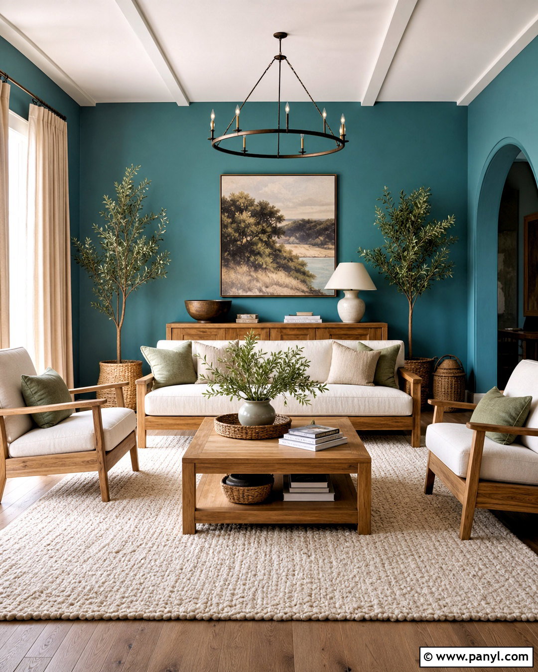Turquoise Walls With Natural Wood Furniture - 20 turquoise walls living room ideas