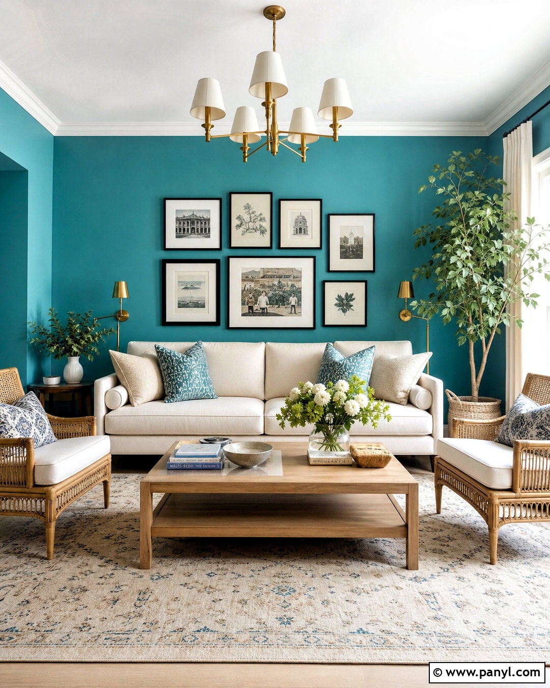 Turquoise Walls With White Sofa - 20 turquoise walls living room ideas