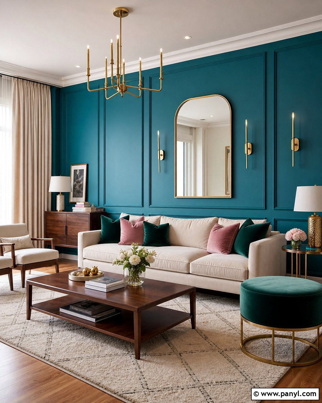 Turquoise and Gold Accent Wall - 30 turquoise accent wall ideas