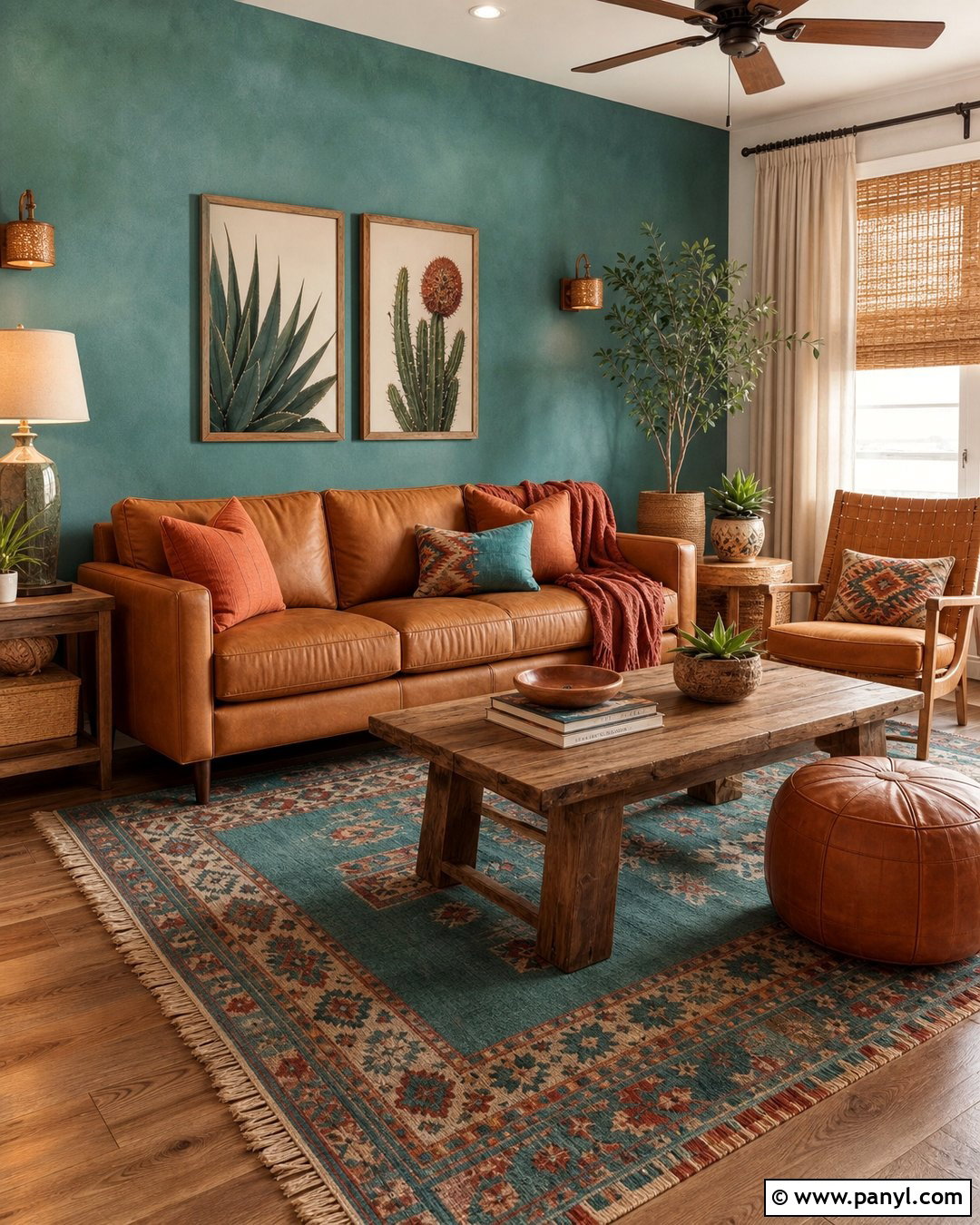 Turquoise and Terracotta Accent Wall - 30 turquoise accent wall ideas