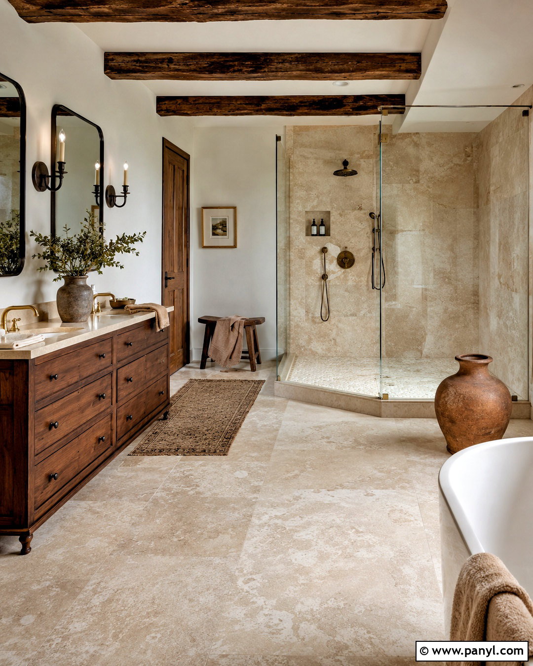 Tuscan Bathroom With Travertine Tile - 20 italian interior design tuscan decor ideas