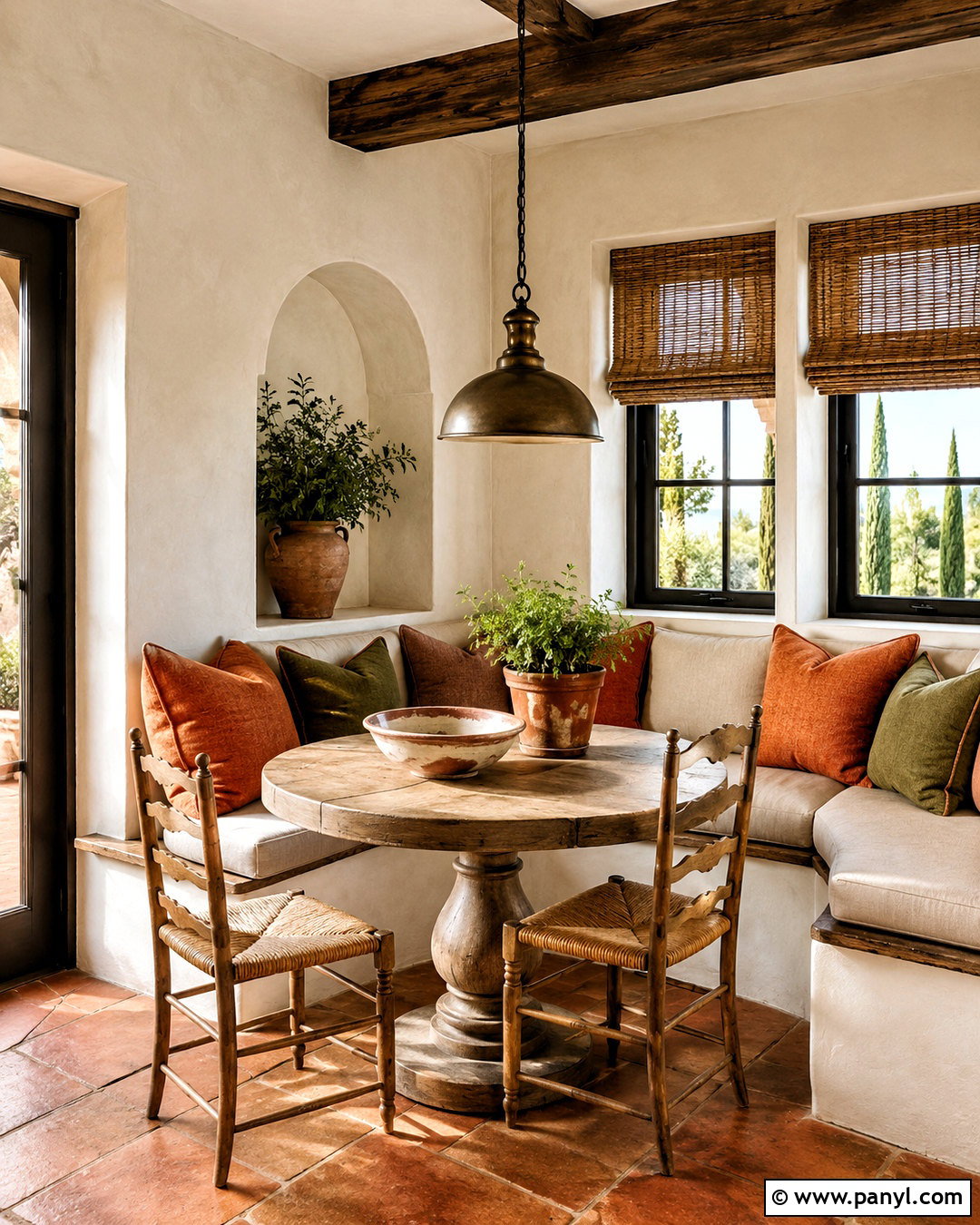 Tuscan Breakfast Nook With Built-In Bench - 20 italian interior design tuscan decor ideas