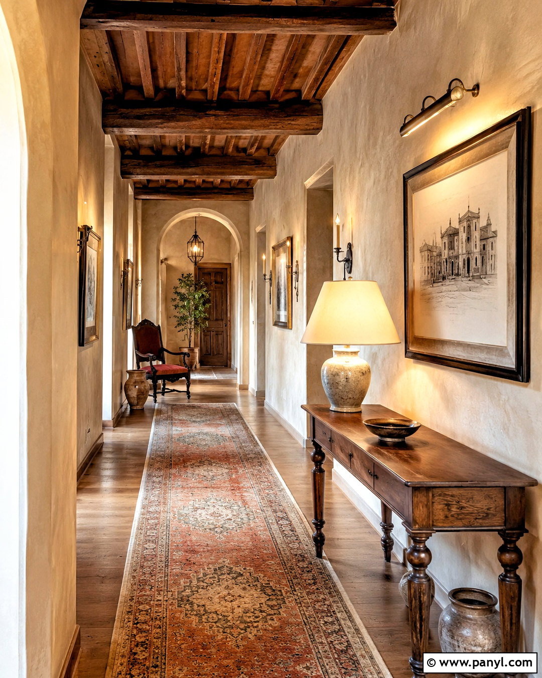 Tuscan Hallway With Antique Furniture - 20 italian interior design tuscan decor ideas
