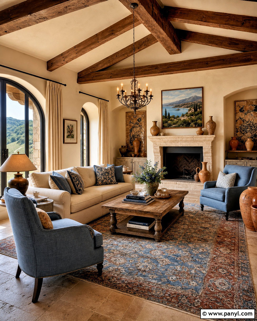 Tuscan Living Room With Blue Accents - 20 tuscan living room ideas