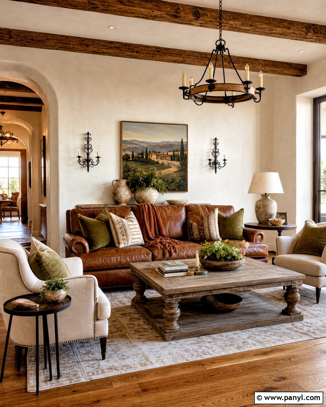 Tuscan Living Room With Leather Furniture - 20 tuscan living room ideas