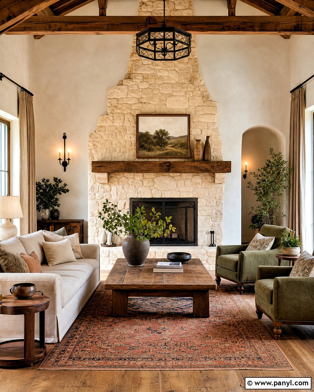 Tuscan Living Room With Stone Fireplace - 20 tuscan decor ideas