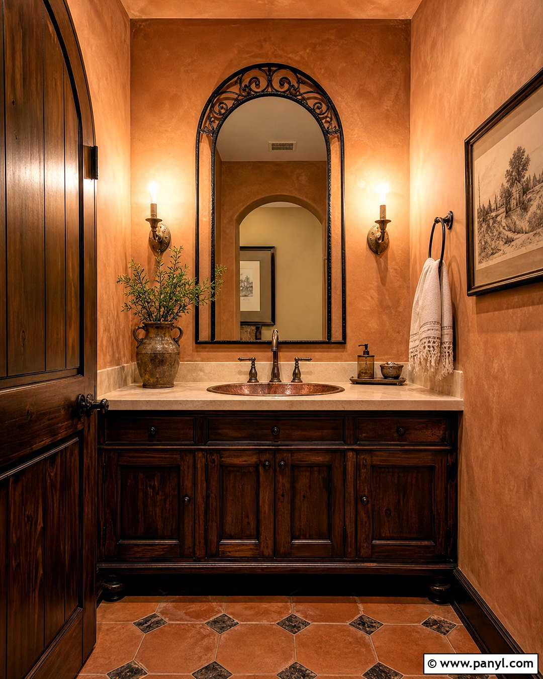 Tuscan Powder Room - 20 tuscany interior design ideas
