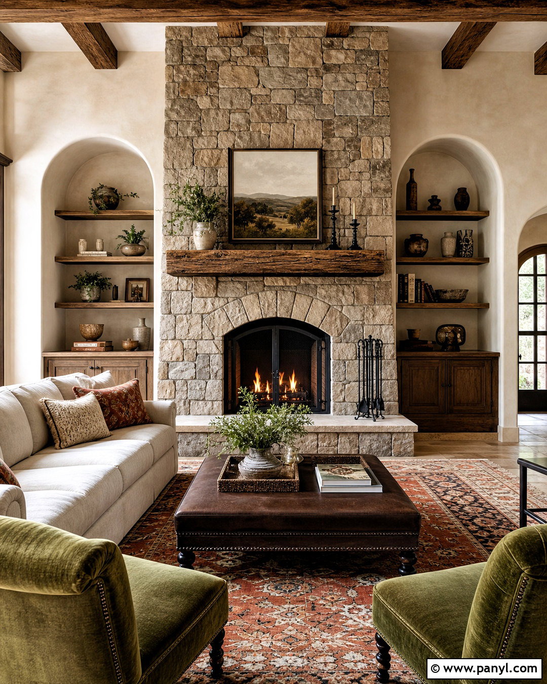 Tuscan Stone Fireplace - 20 tuscan house interior design ideas