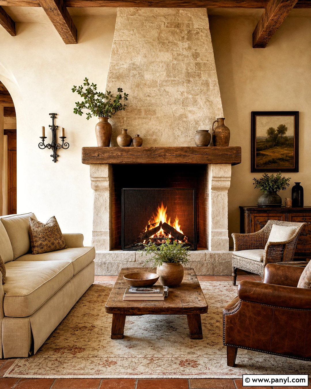 Tuscany Stone Fireplace - 20 tuscany decor ideas