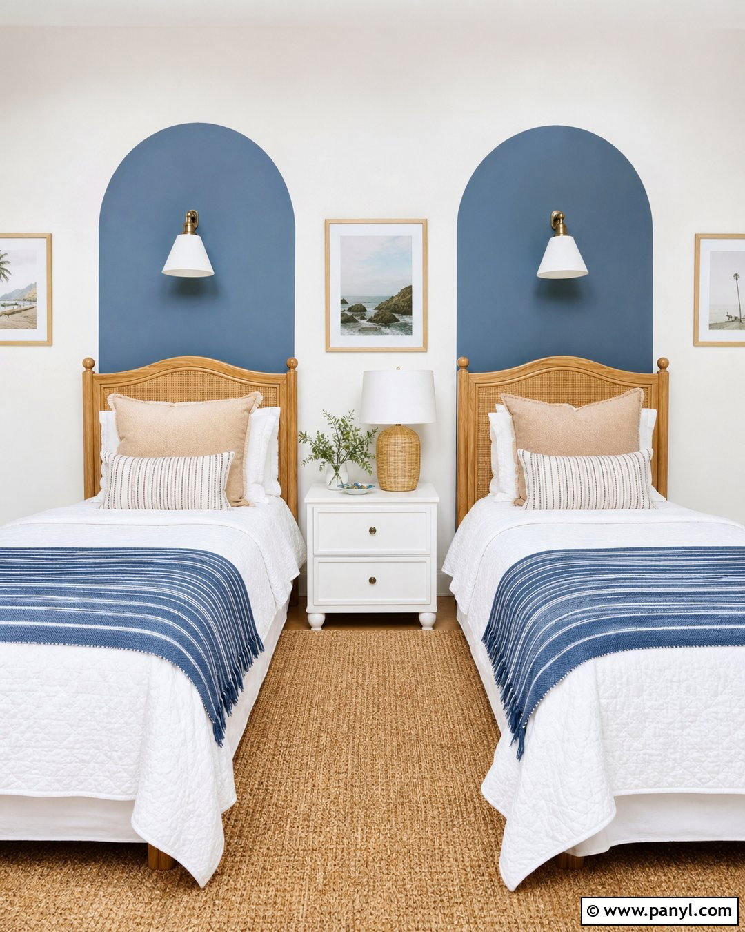 Two Arched Accent Walls Behind Twin Beds - 20 Arched Painted Accent Wall Ideas