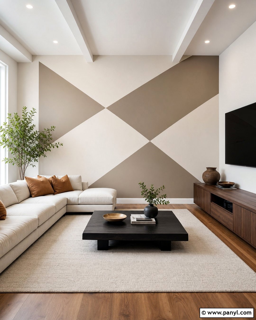 Two Color Geometric Wall - 20 Painting Two Colors On One Wall Ideas