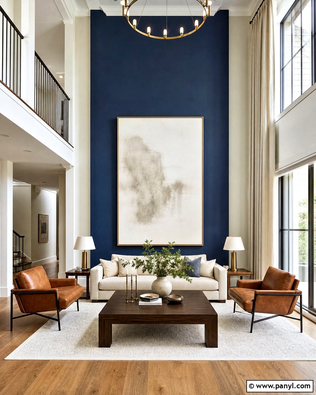 Two Story Living Room With Accent Wall - 20 two story living room ideas