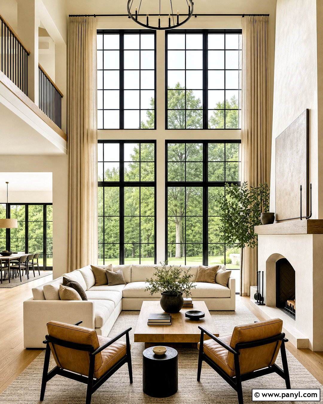 Two Story Living Room With Black Windows - 20 two story living room ideas