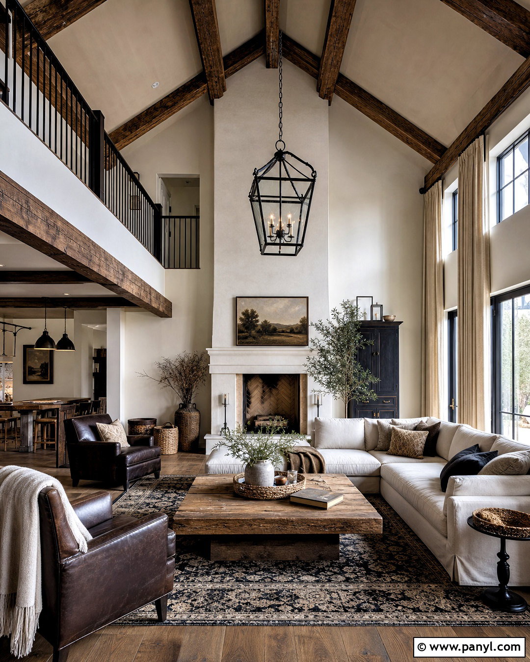Two Story Living Room With Ceiling Beams - 20 two story living room ideas