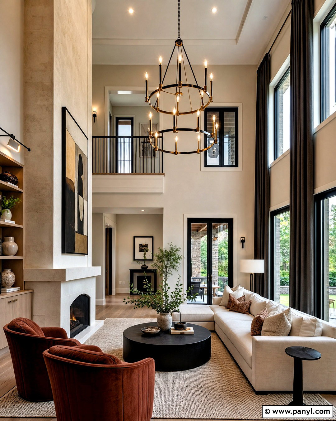 Two Story Living Room With Chandelier - 20 two story living room ideas
