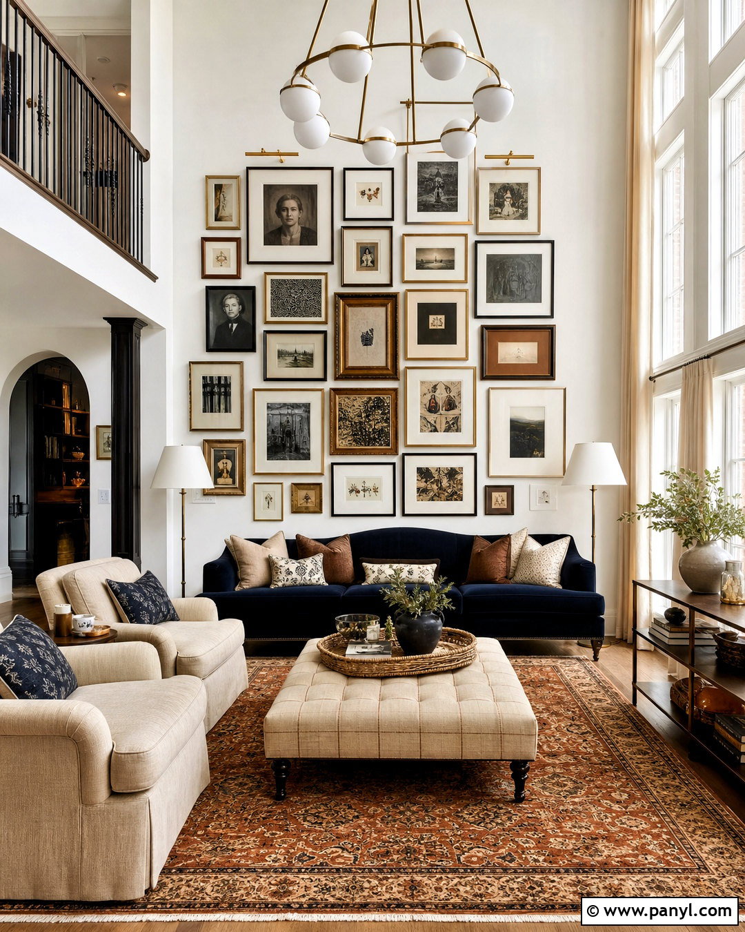 Two Story Living Room With Gallery Wall - 20 two story living room ideas
