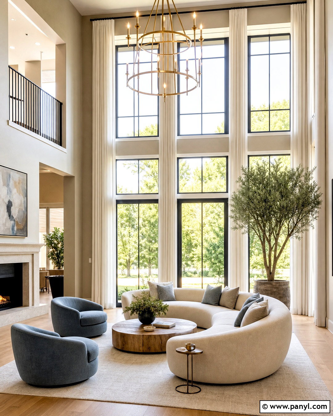 Two Story Living Room With Tall Windows - 20 two story living room ideas
