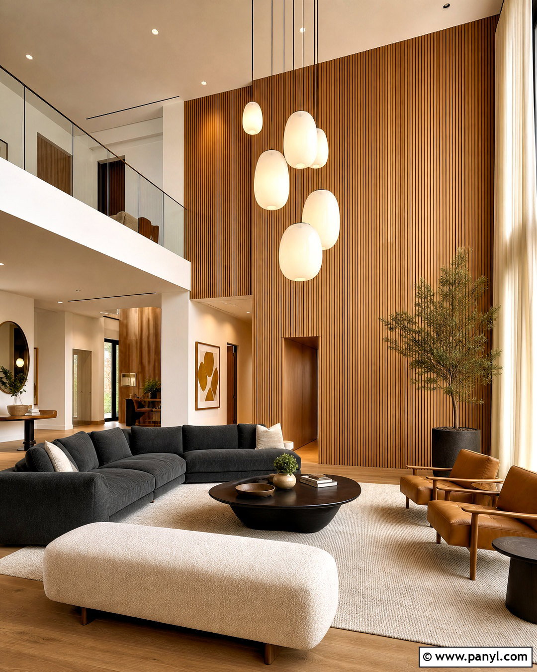 Two Story Living Room With Wood Paneling - 20 two story living room ideas