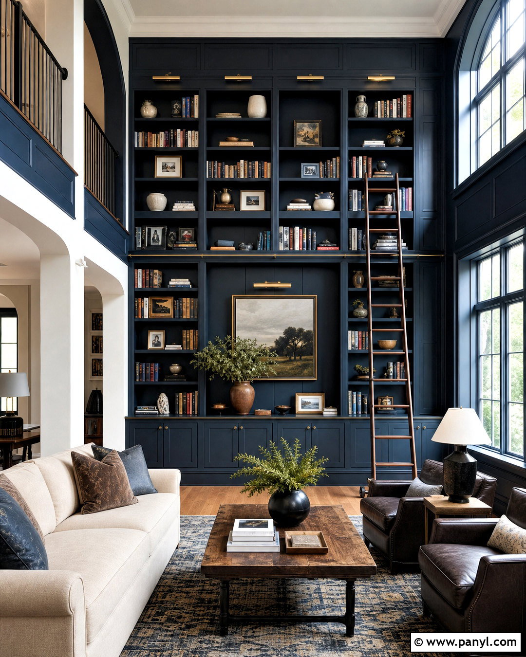 Two Story Wall With Built In Bookshelves - 20 two story wall decor ideas