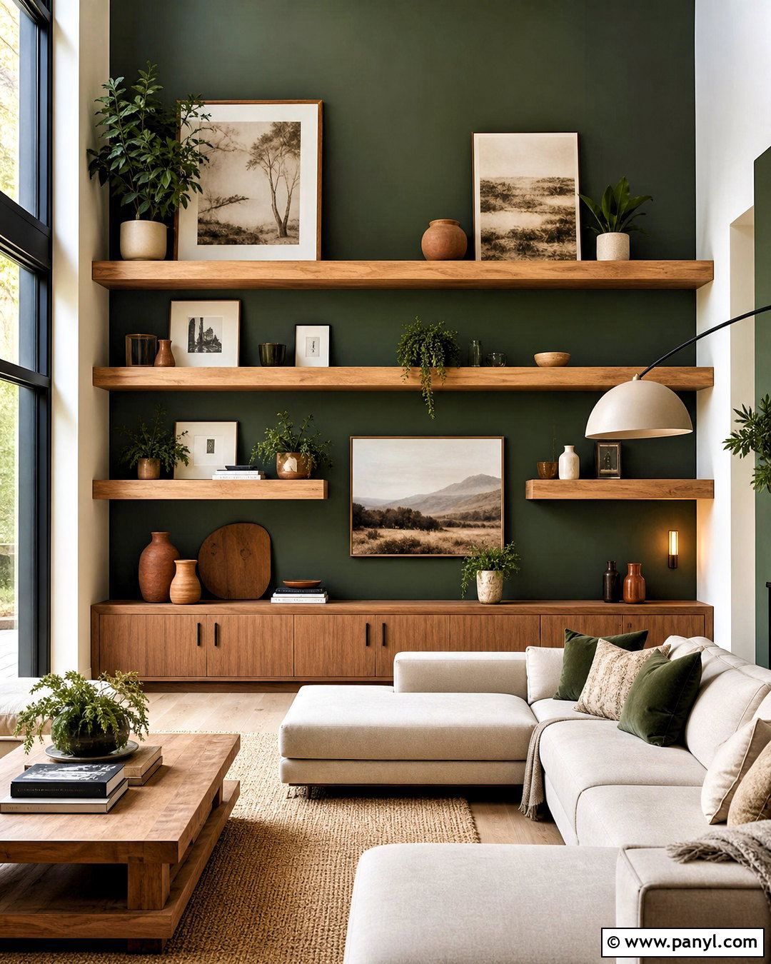 Two Story Wall With Floating Display Shelves - 20 two story wall decor ideas