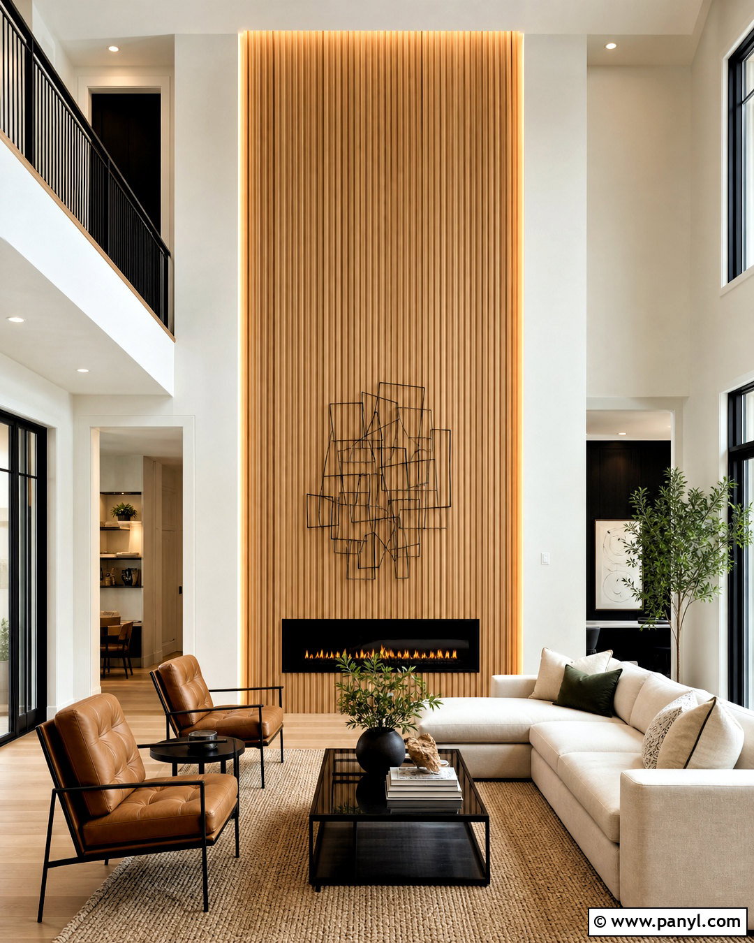 Two Story Wall With Floor To Ceiling Wood Slats - 20 two story wall decor ideas