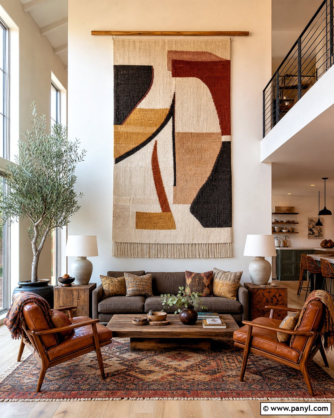 Two Story Wall With Hanging Textile Art - 20 two story wall decor ideas