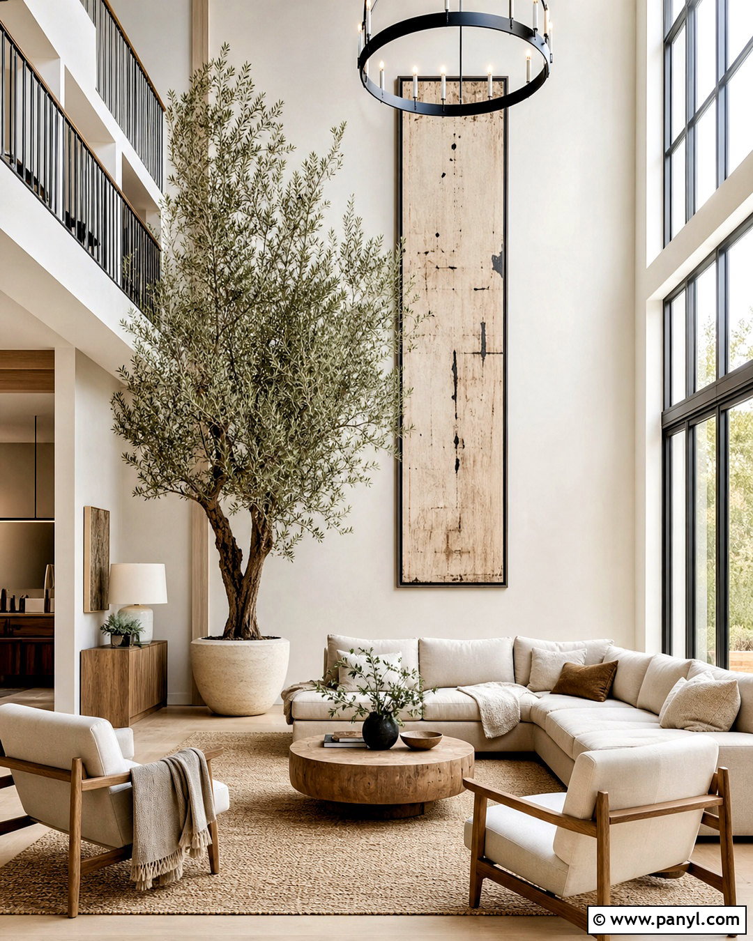 Two Story Wall With Indoor Tree Display - 20 two story wall decor ideas